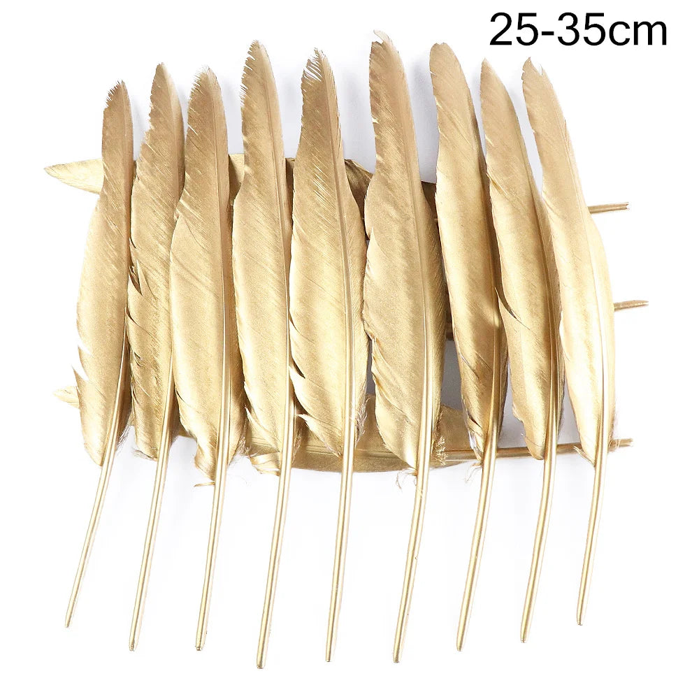 Goose feathers black with gold pattern