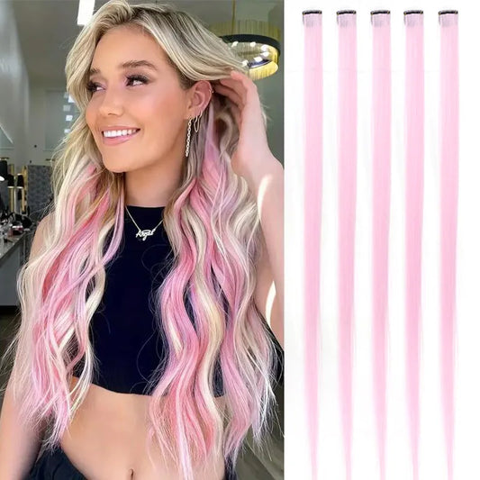 Hair extensions färgade slingor