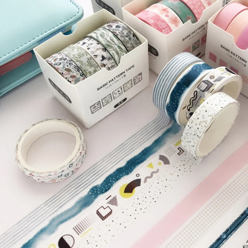 5-pack mönstrad scrapbooking tejp