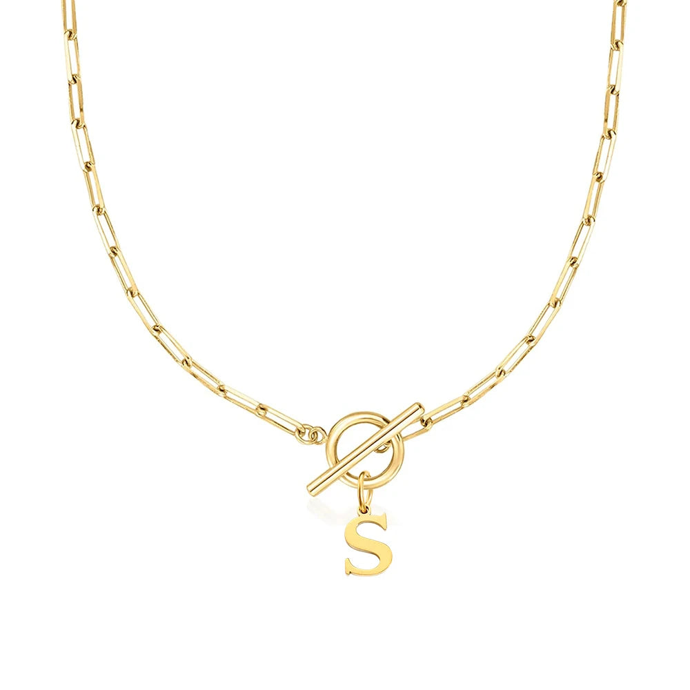 Halsband paper clip kedja och bokstav
