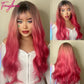 Wig with long hair bangs and big curls