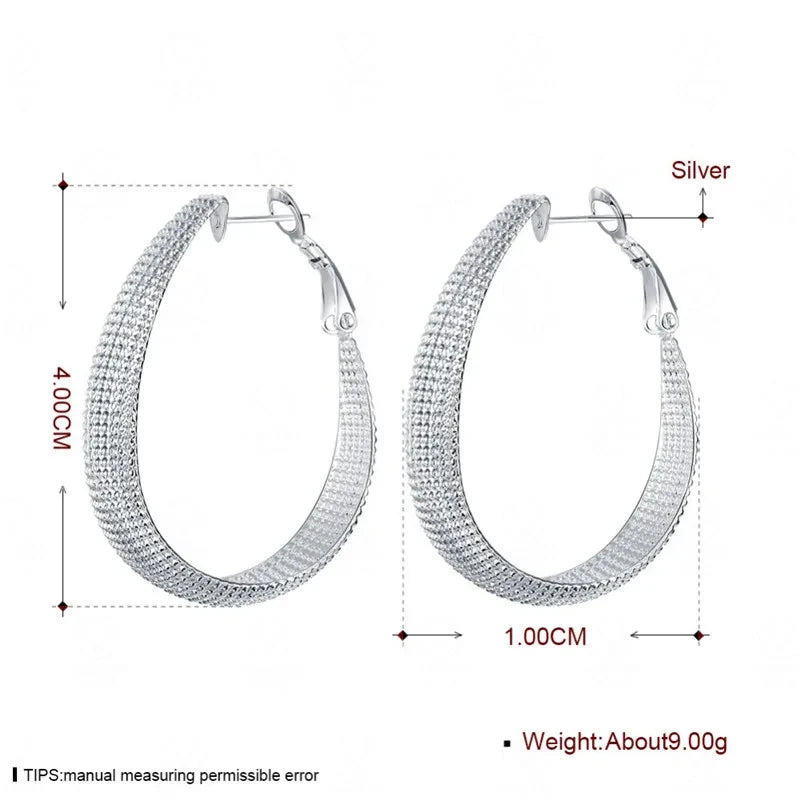 Large wide earrings 925 sterling silver