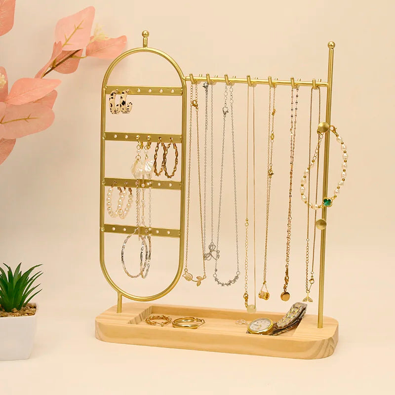 Metal jewelry stand for earrings and necklaces