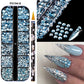 Box with rhinestones of different shapes