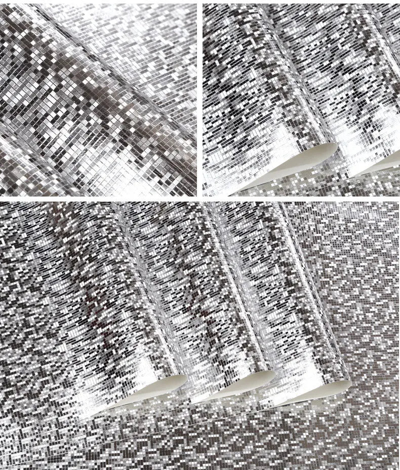 Tapet med spegel Mosaik silver/guld