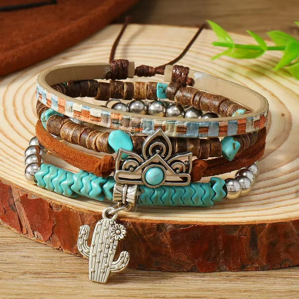Bohemisk armband turquoise metall detaljer