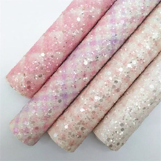 Läder tyg med glitter och paljetter