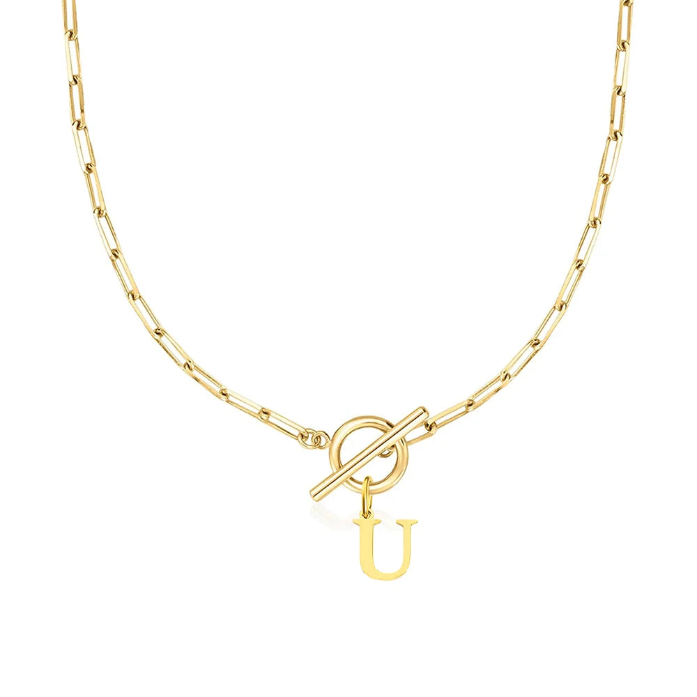 Halsband paper clip kedja och bokstav