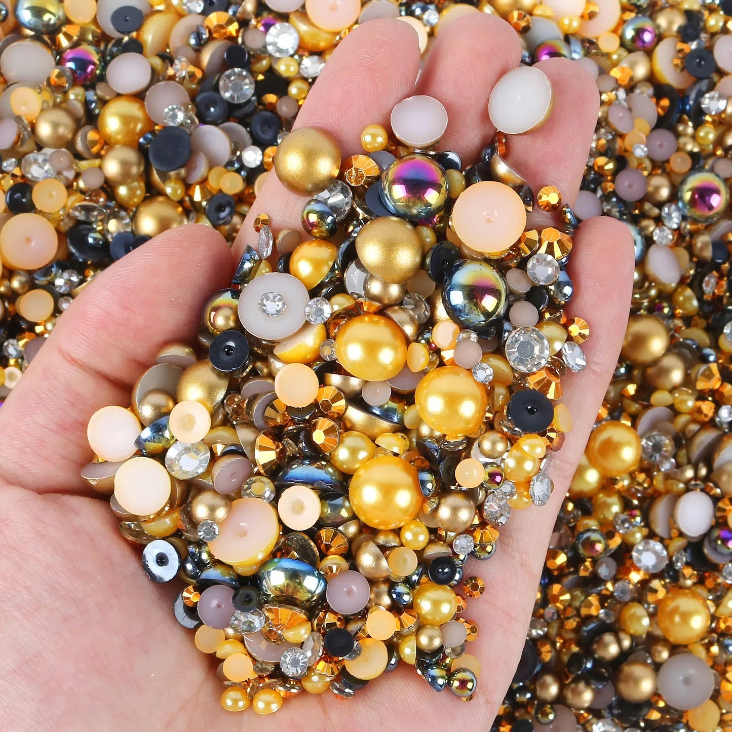 Mixed sizes and colors with Flatback beads