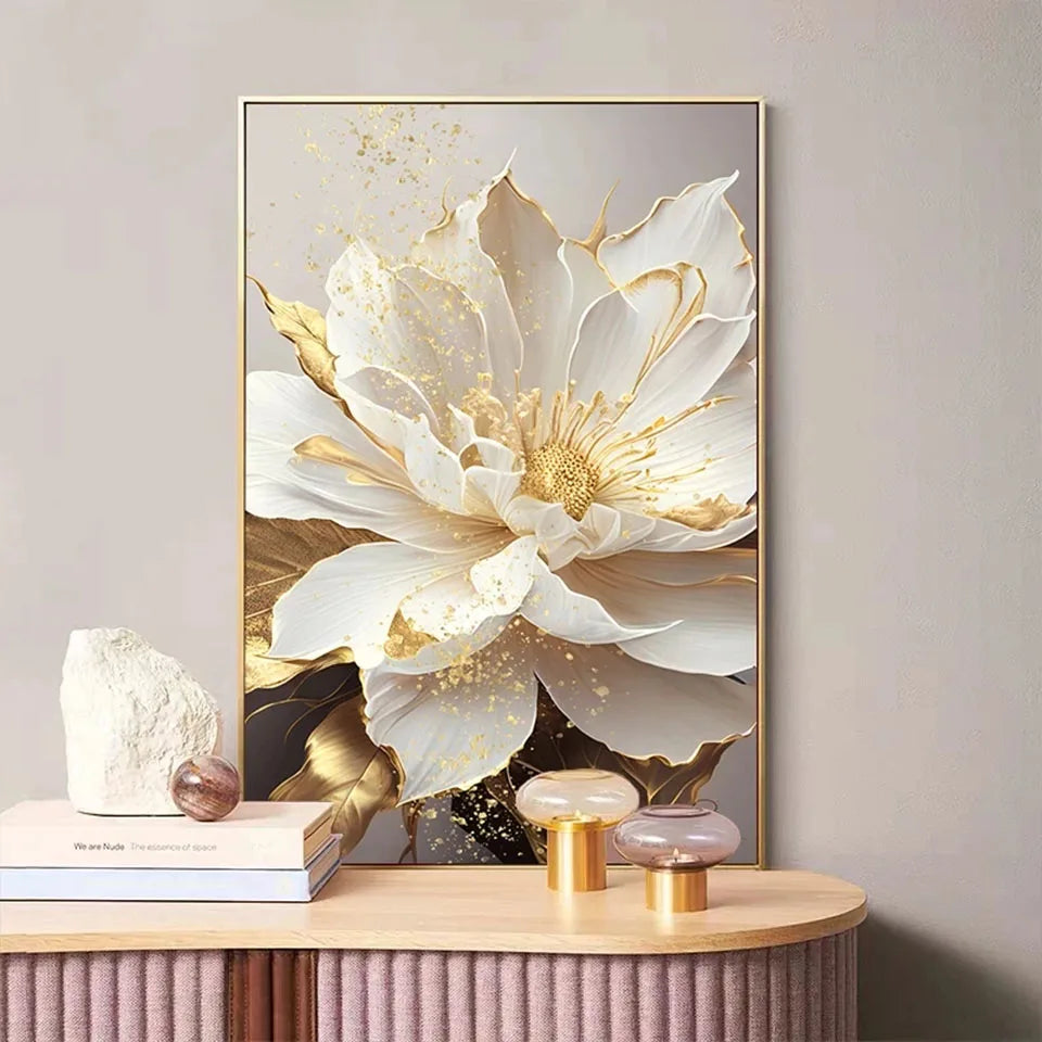 Stor Diamantmålning vit Blomma