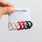 3 pairs set of colorful twisted c-shape earrings