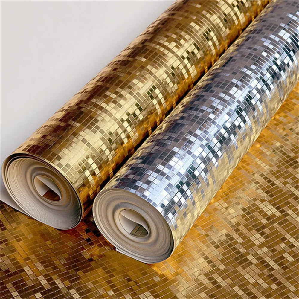Tapet med spegel Mosaik silver/guld