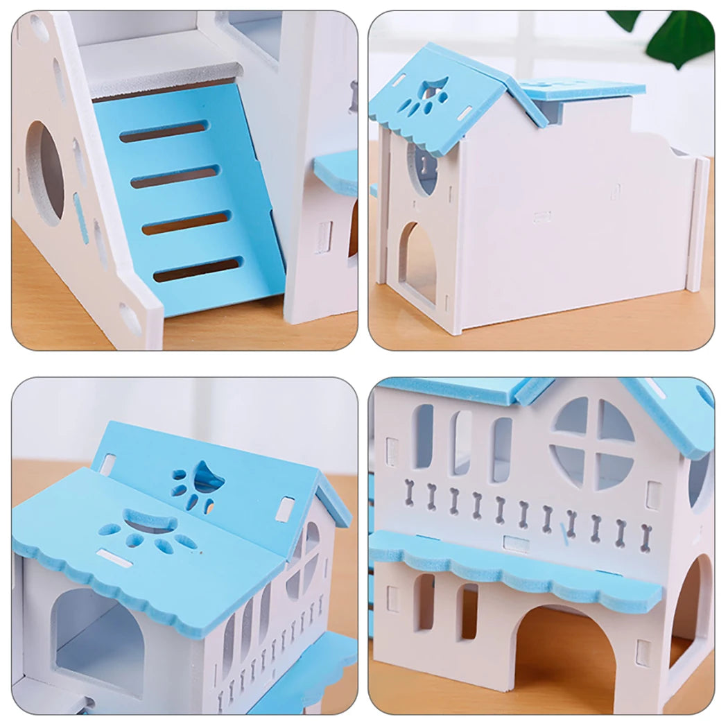 Hamsterhus och rutschkanor med koja