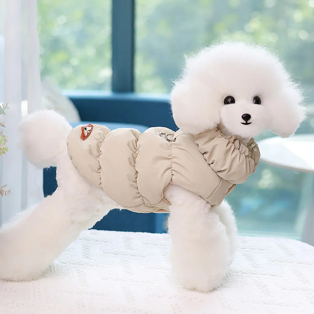 Varm vadderad vinterjacka hund