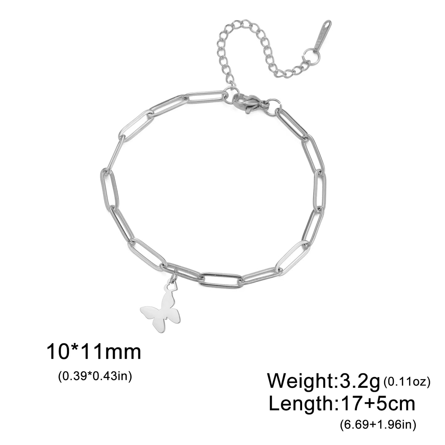 Armband med paper clip kedja och berlock