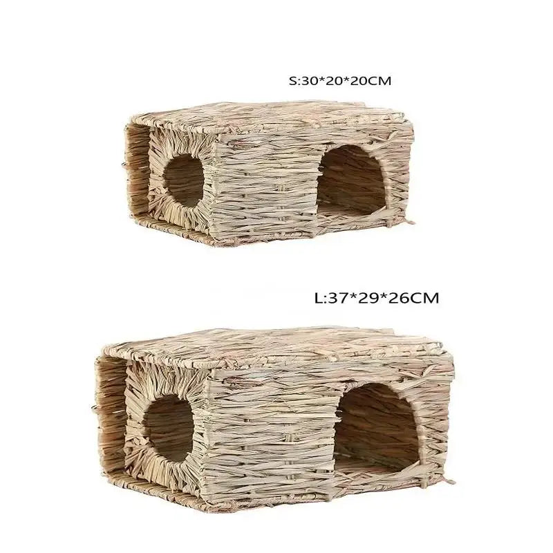 Kaninhus gjord av hö