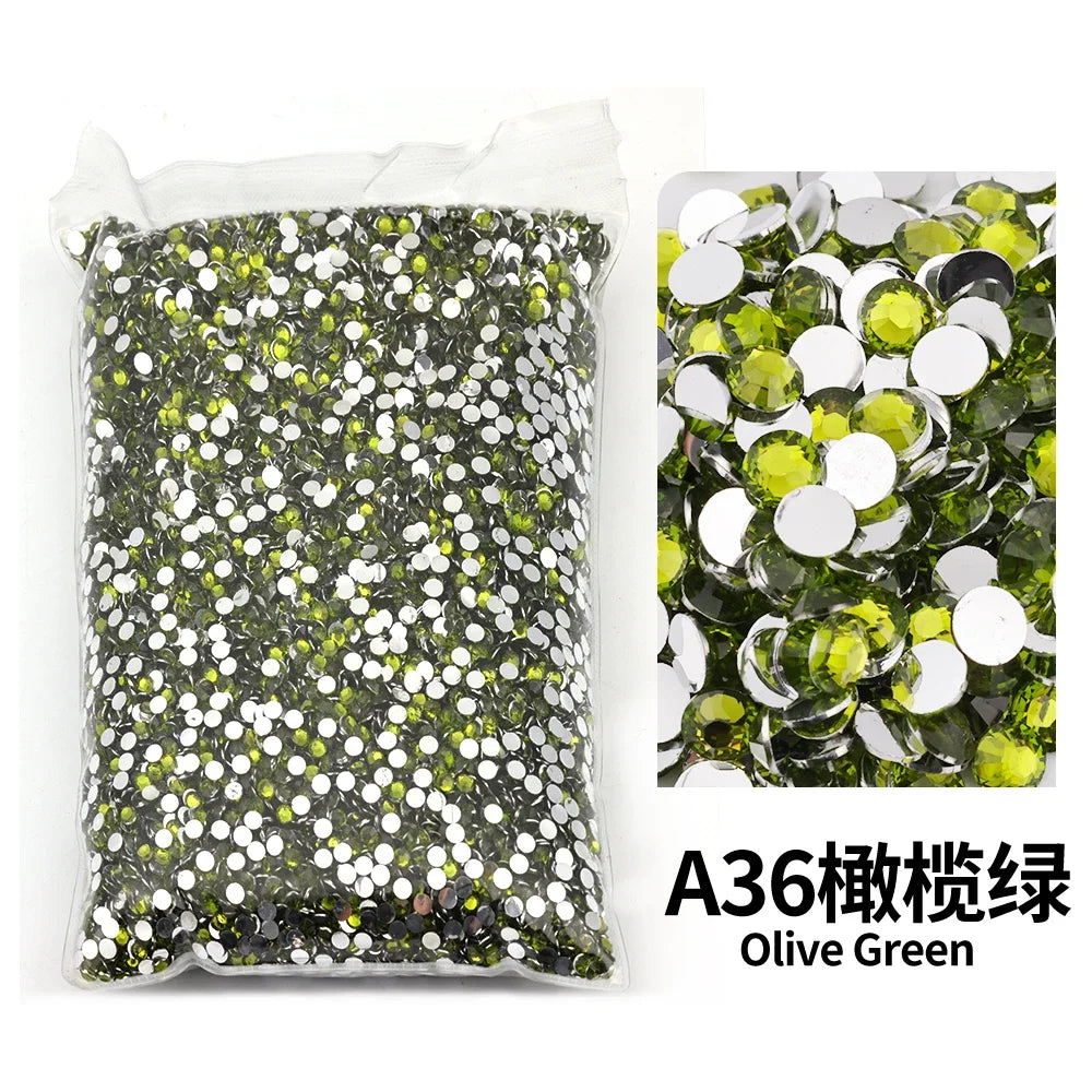 Strass stenar Resin Olivgrön