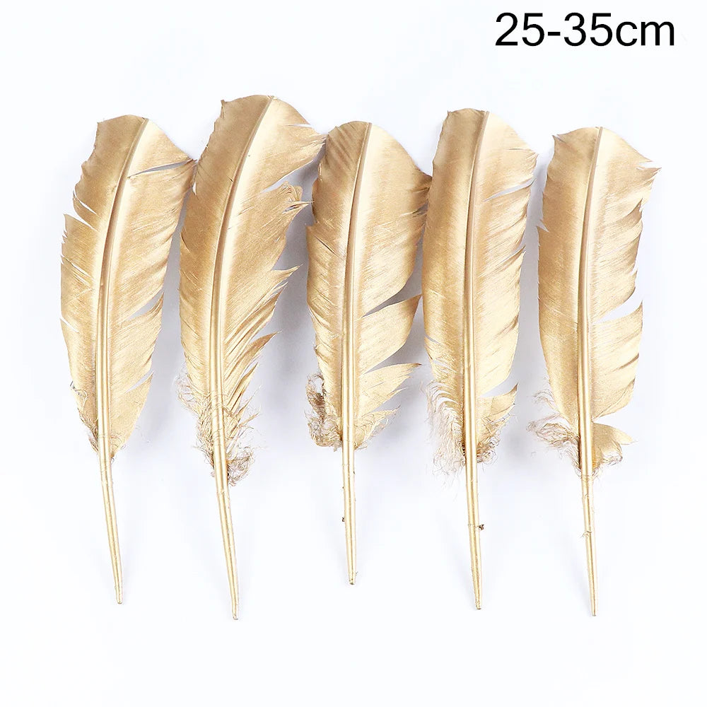 Goose feathers black with gold pattern