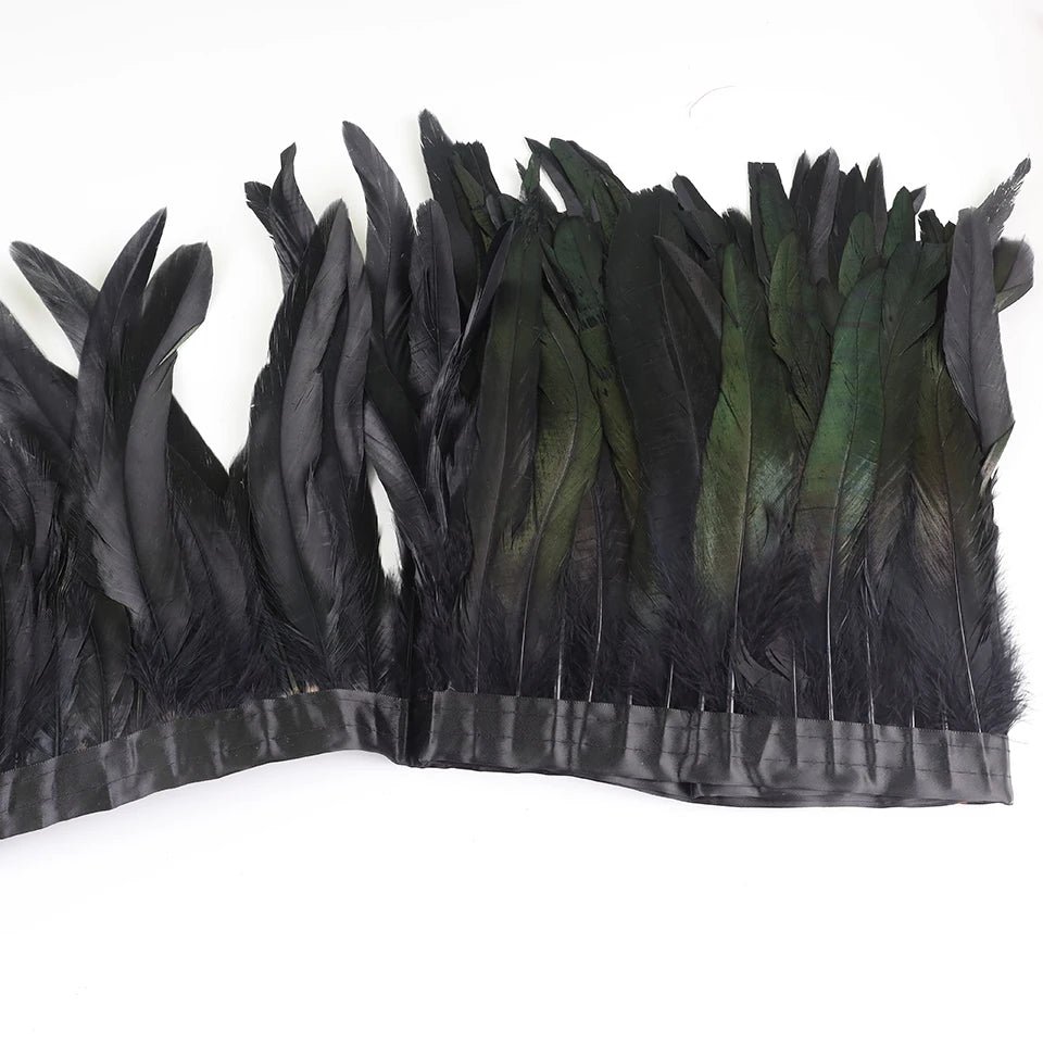 10 meters rooster feathers on ribbon