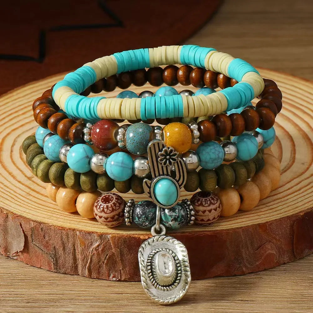 Bohemisk armband turquoise metall detaljer