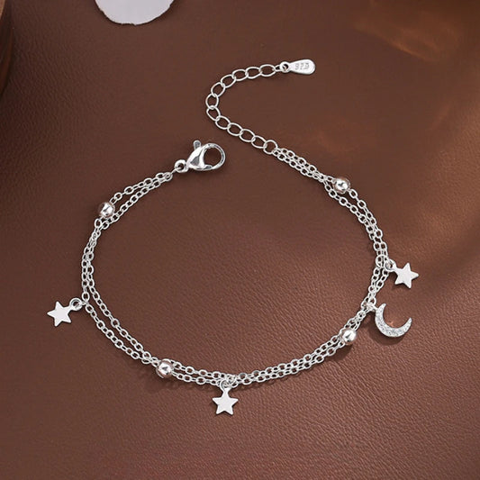 Armband med måne&stjärna berlocker i äkta silver