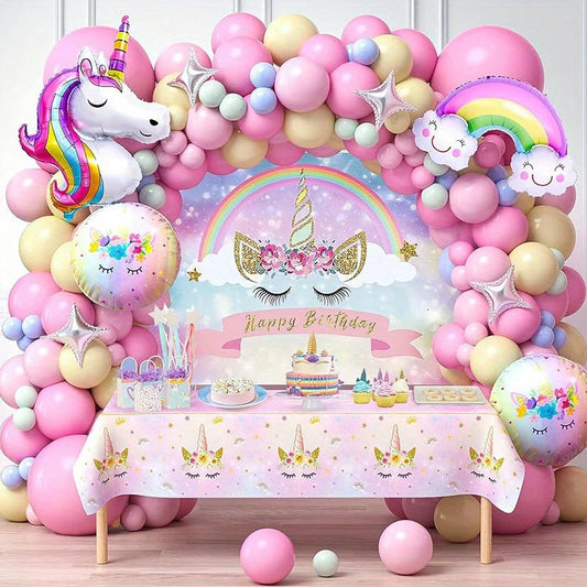 Unicorn set med ballonger