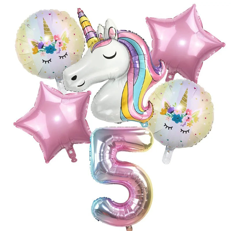 Ballong paket med unicorn och siffra