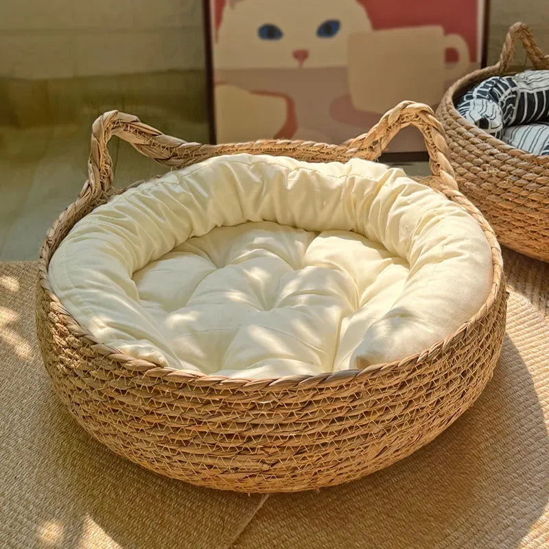 Handmade cat bed in bohemian style