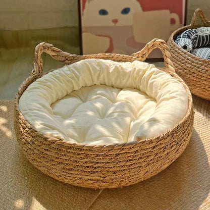 Handmade cat bed in bohemian style