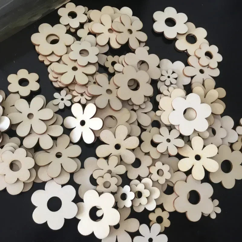 Blommor i trä skivor