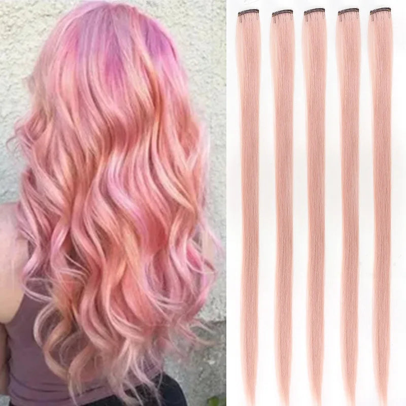 Hair extensions färgade slingor
