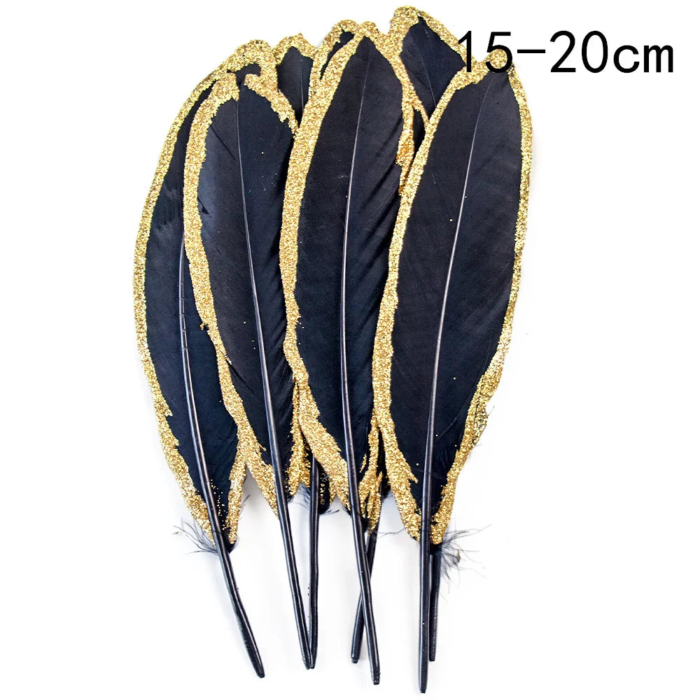 Goose feathers black with gold pattern