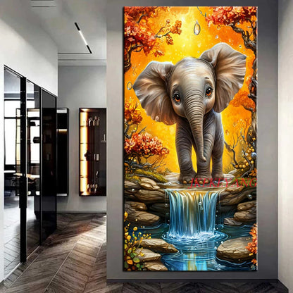 Stor Diamantmålning med söt elefant