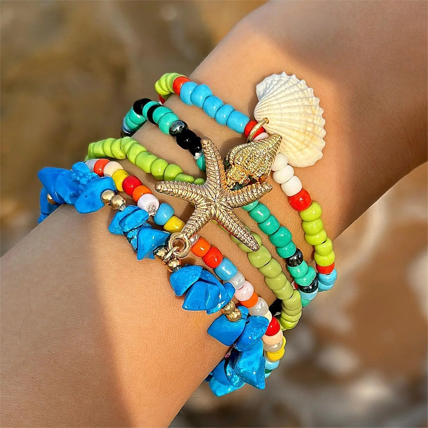 Bohemisk armband turquoise metall detaljer