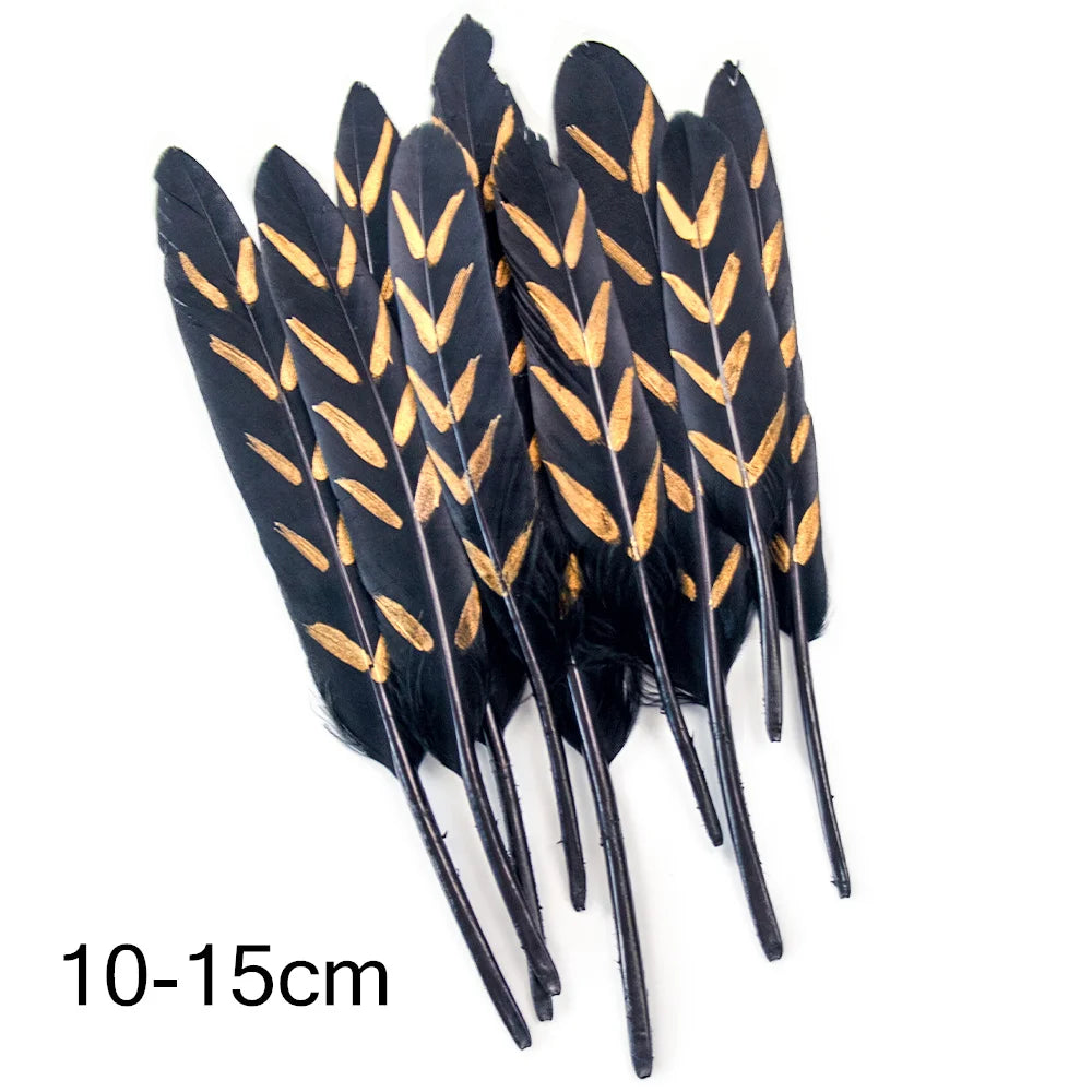 Goose feathers black with gold pattern