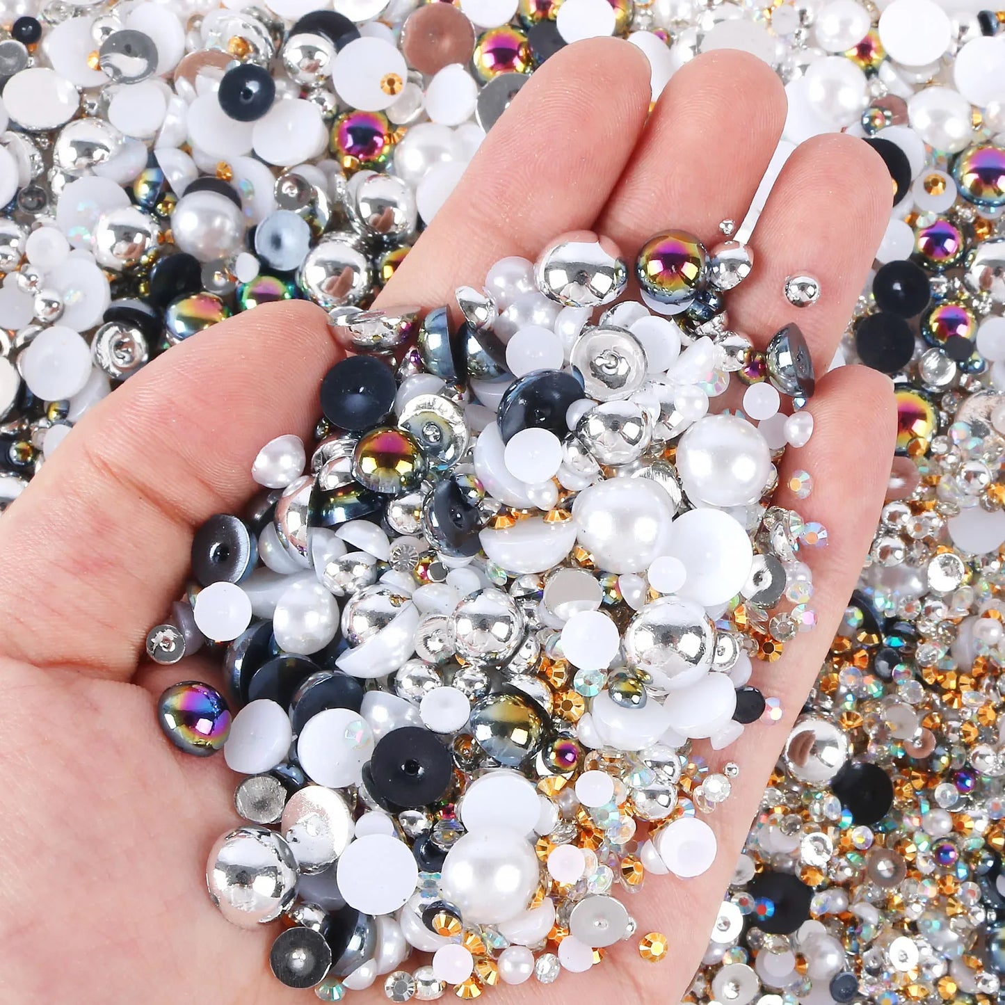 Mixed sizes and colors with Flatback beads