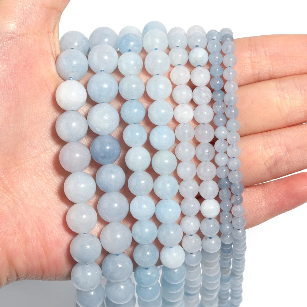 Natural Aquamarine ädelsten pärlor