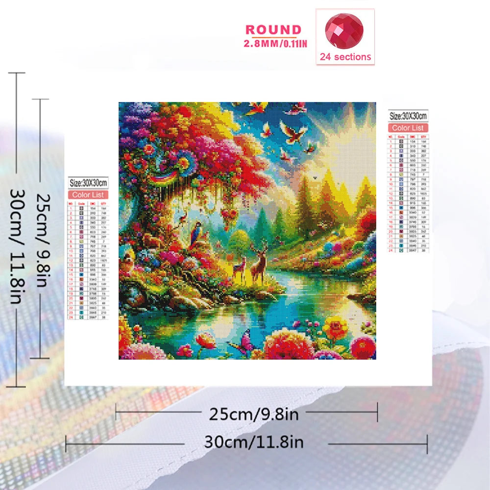 Diamond painting with Nature and forest in fantasy theme 
