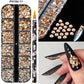 Box with rhinestones of different shapes