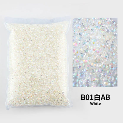 Strass stenar Resin olika Vita nyanser /Silver