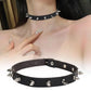 Tight leather necklace with studs