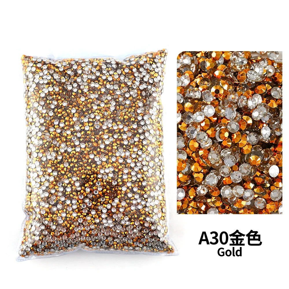Strass stenar Resin Guld Brun orange grön nyanser