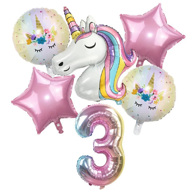 Ballong paket med unicorn och siffra