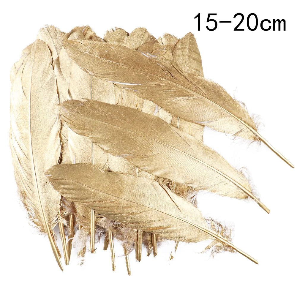 Goose feathers black with gold pattern
