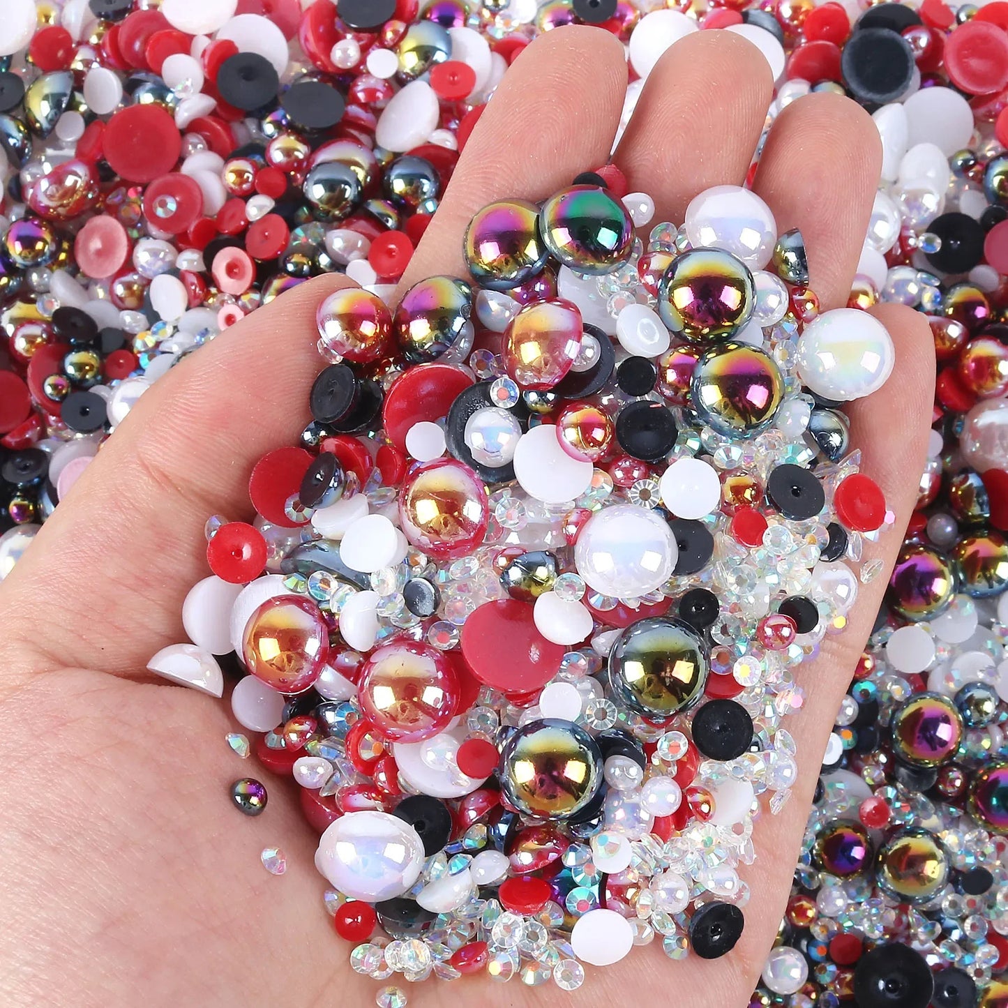 Mixed sizes and colors with Flatback beads