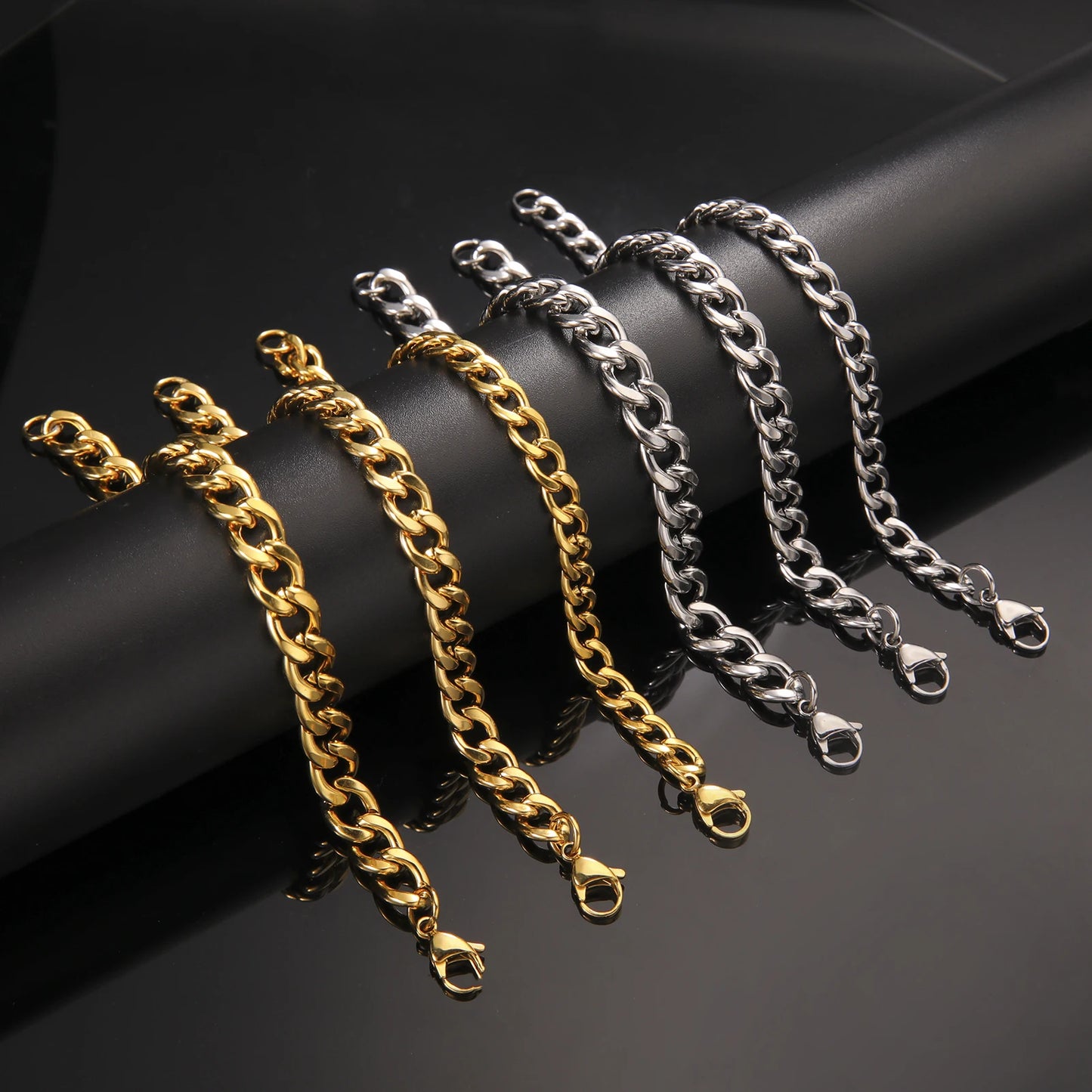 Armband 3-10mm Curb  och Figaro kedja