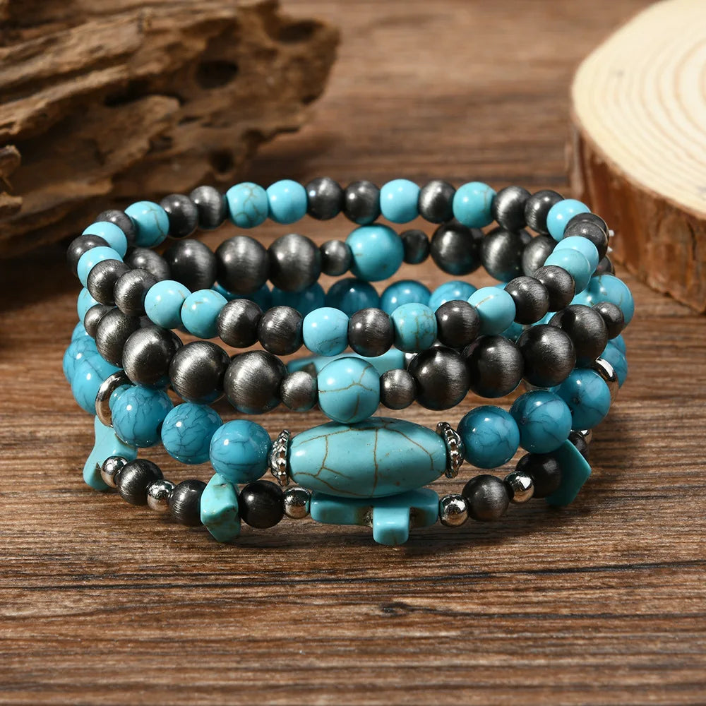 Bohemisk armband turquoise metall detaljer