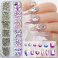 Box with rhinestones of different shapes