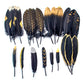 Goose feathers black with gold pattern