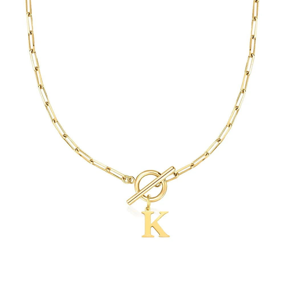 Halsband paper clip kedja och bokstav